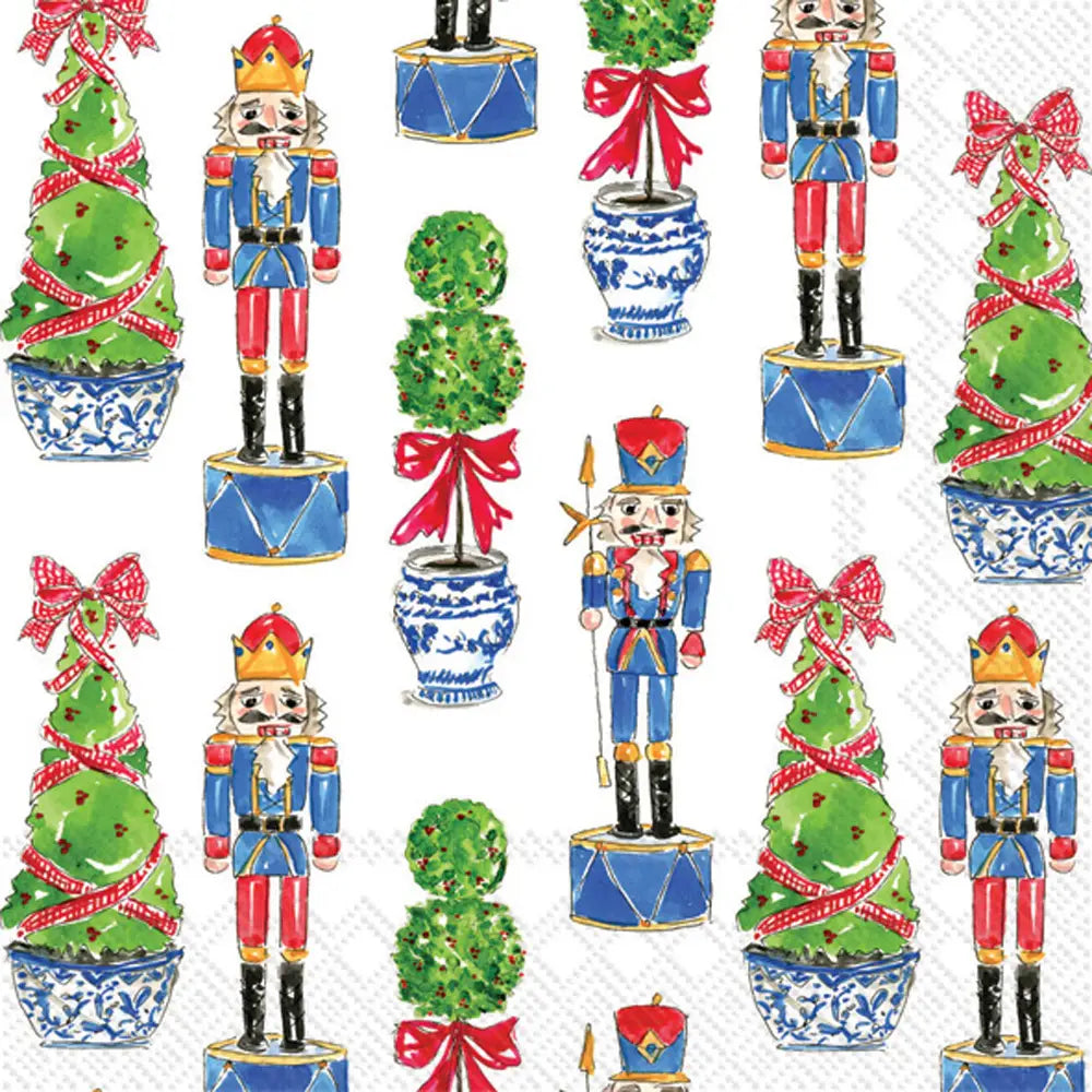 Nutcrackers and Topiary Cocktail Napkins