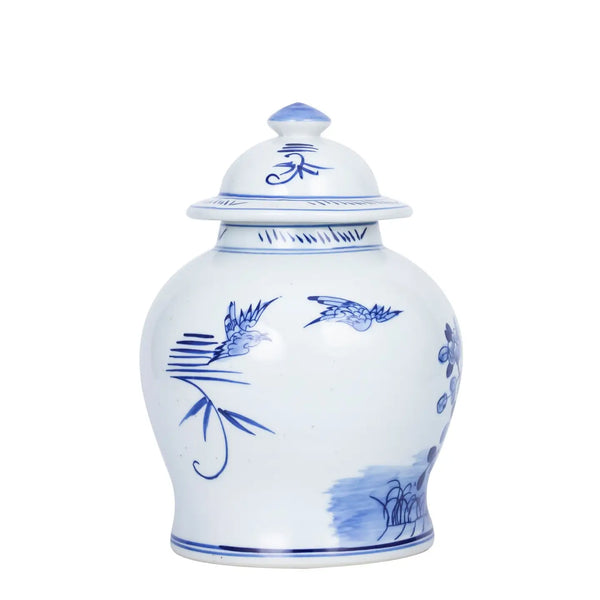 Small Porcelain Temple Jar Birds Blossom