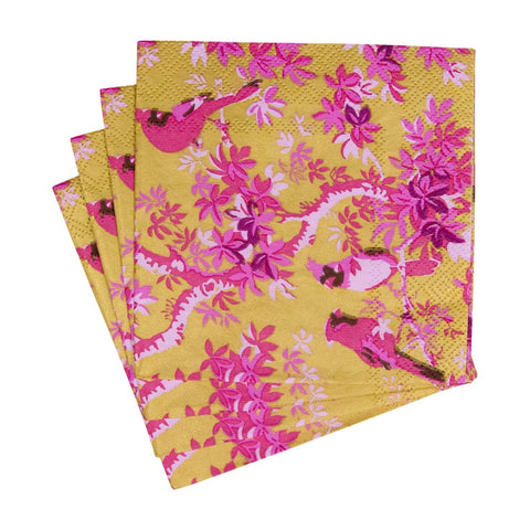 Scenic Songbirds Rose/Gold Paper Cocktail Napkins