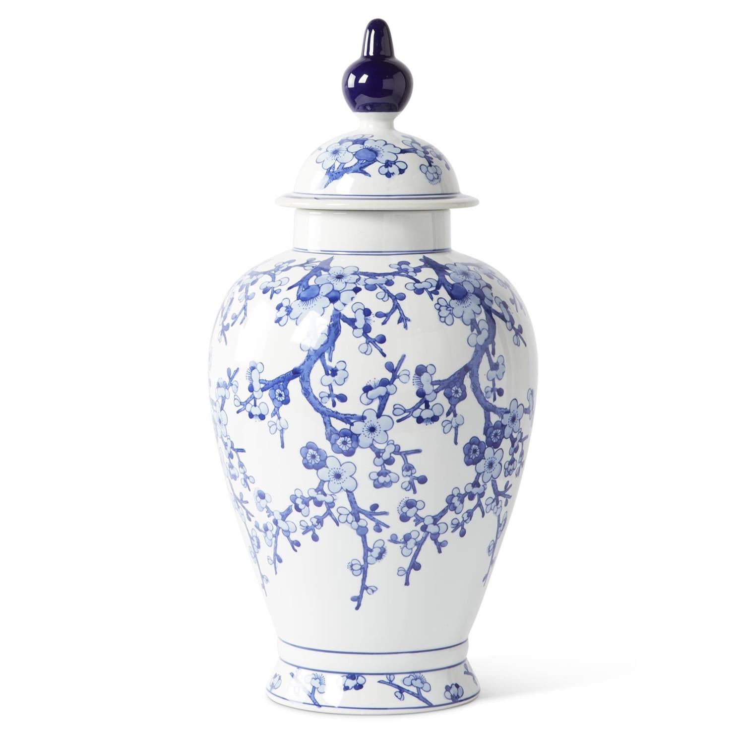 Ceramic Chinoiserie Lidded Ginger Jar | 24"