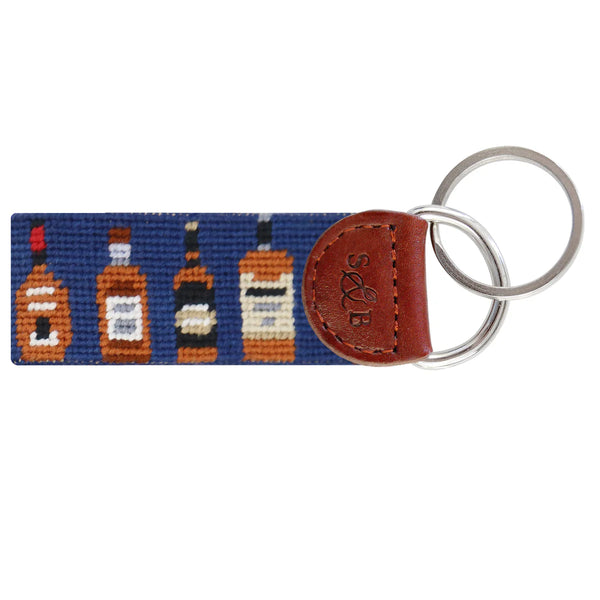 Bourbon Bottles Needlepoint Key Fob