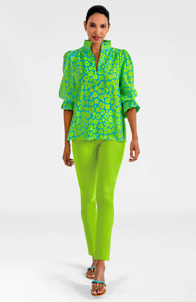 Ruffleneck Tunic - Me Jane - Turquoise/Lime