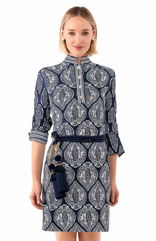 Mandarin Dress| Indian Summer | Navy