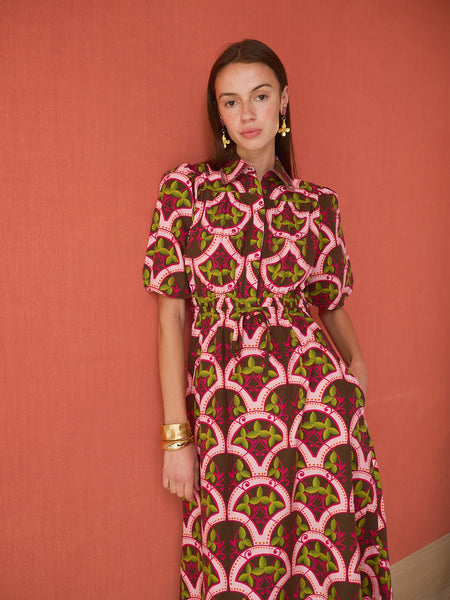 Banyan Puff Sleeve Midi Dress