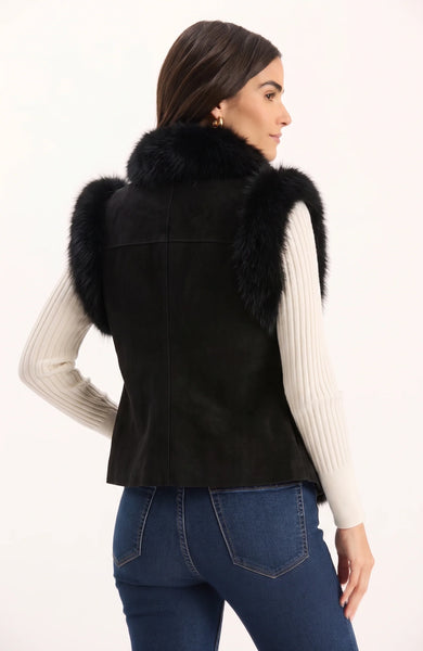 Foxy Fur/Suede Vest | Black