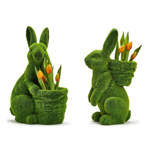 Faux Moss Easter Bunny with Basket