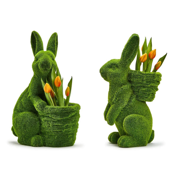 Faux Moss Easter Bunny with Basket