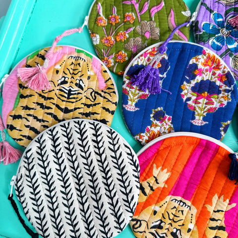 Quilted Coin Purse | Round Small Pouch - Assorted