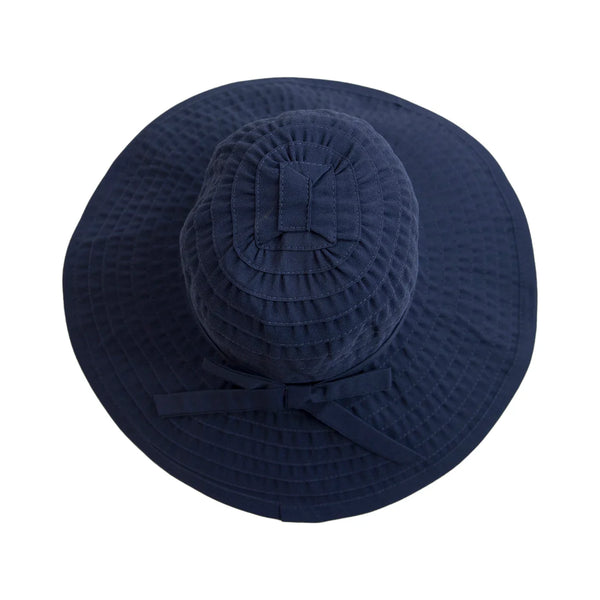 Women's Large Brim Ribbon Hat with a Bow | Denim