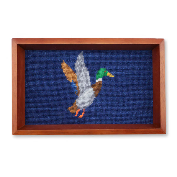 Mallard Valet Tray (Classic Navy) (Chestnut Wood)