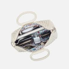Sheila Medium Satchel | Woven Leather | Whitecap