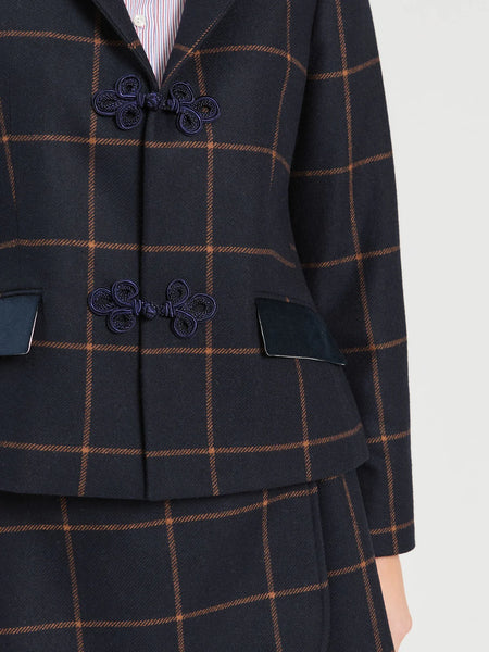 Wool Plaid XL Jacket Navy + Camel