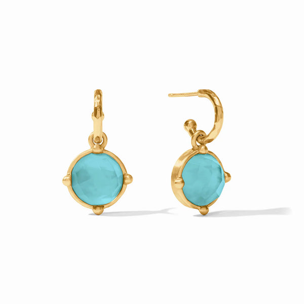Honeybee Hoop & Charm Earring | Iridescent Bahamian Blue