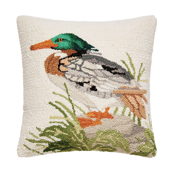 Merganser Duck Grasses Hook Pillow