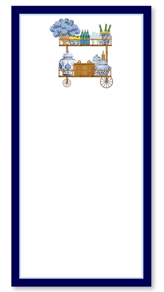 Bar Cart + Blue Hydrangeas Notepad