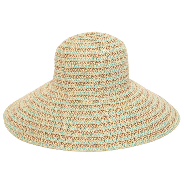 Brisa - Round Crown Sun Hat | Brown/Blue