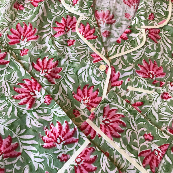 Jaipur Green & Pink Cotton Pyjamas