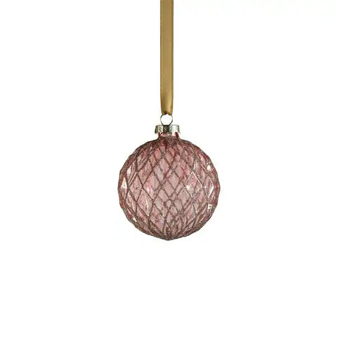 Harlequin Ball Glass Ornament | Light Plum