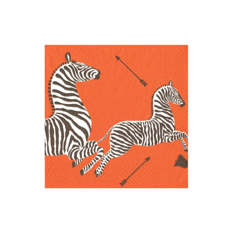 Zebras Orange Paper Cocktail Napkins
