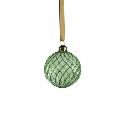 Swirl Glitter Ball Ornament | Green