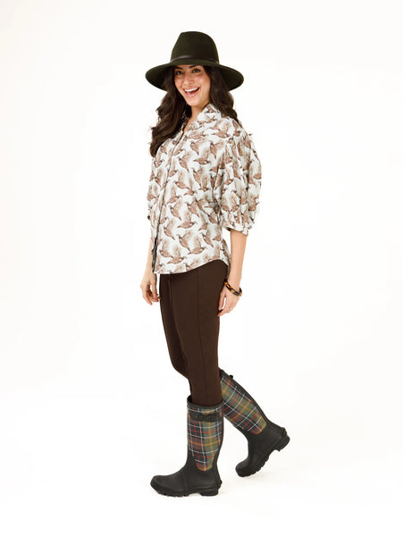 Laura Top in Holly Shae Luxe Oxford™️ Field & Quail Stripe©