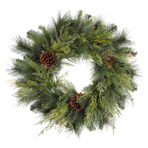 24" Pine Cone/Cedar/Pine Wreath