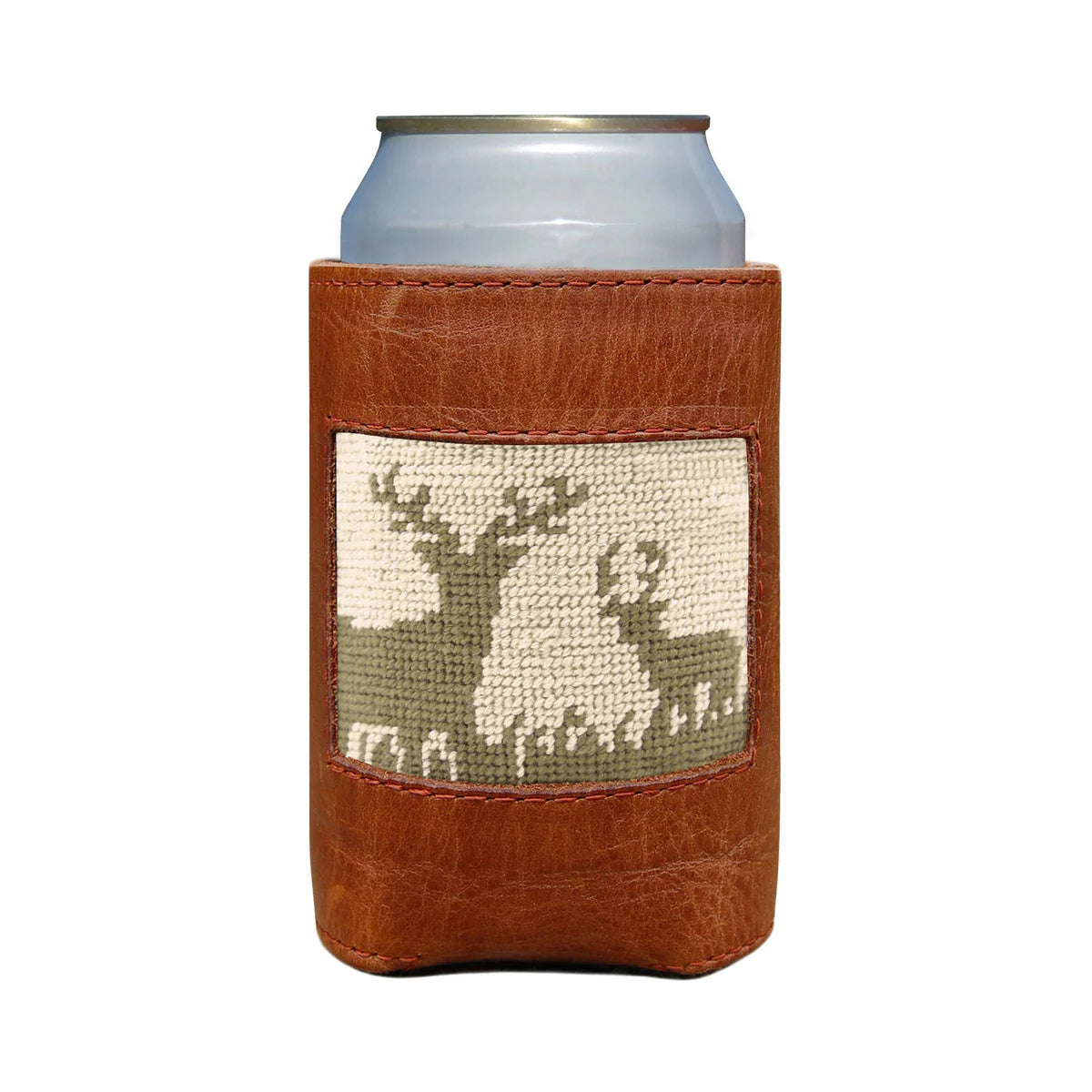 Deer Hunting Needlepoint Can Cooler | Light Khaki