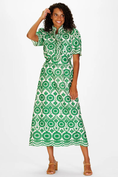 Mira Skirt | Emerald Vine Embroidery