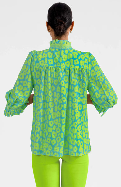 Ruffleneck Tunic - Me Jane - Turquoise/Lime