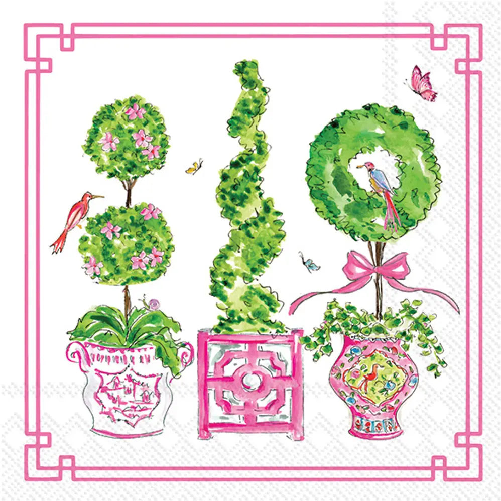 Pink Topiaries Cocktail Napkins