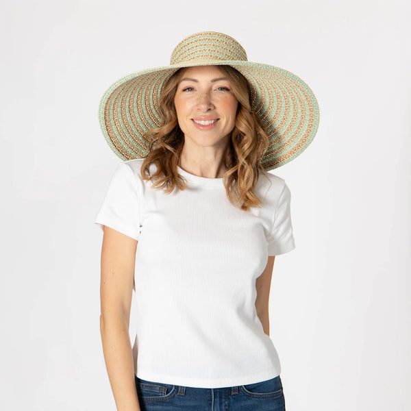 Brisa - Round Crown Sun Hat | Brown/Blue
