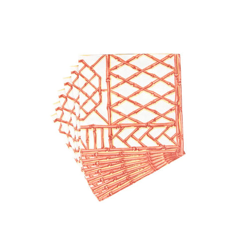 Bamboo Screen Coral Paper Cocktail Napkins