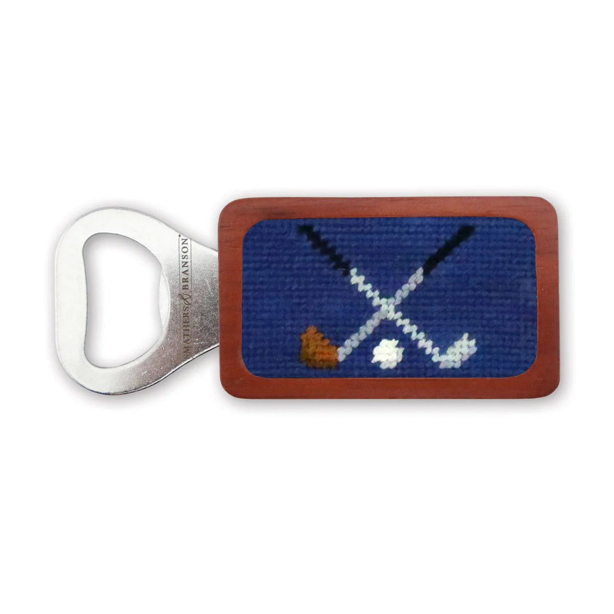 Crossed Clubs Needlepoint Bottle Opener | Navy