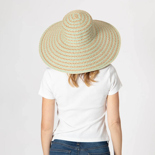 Brisa - Round Crown Sun Hat | Brown/Blue