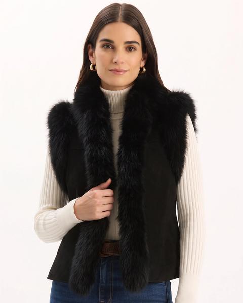 Foxy Fur/Suede Vest | Black