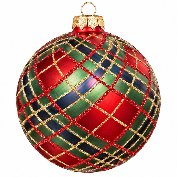 Plaid Glitter Ball Ornament