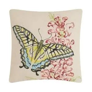 Swallowtail Butterfly Embroidered Pillow