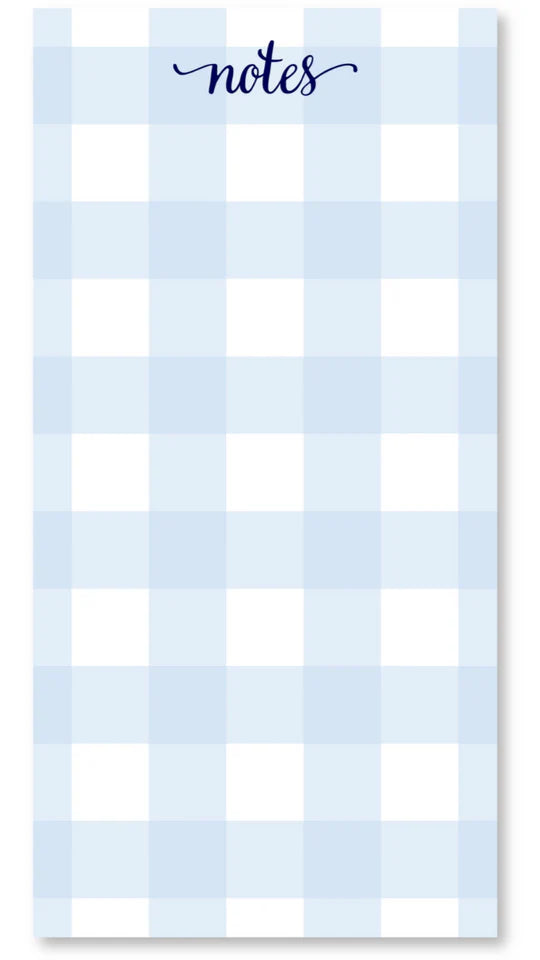 Carolina Blue Gingham + Navy Notes Notepad