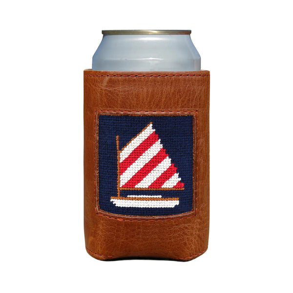 Rainbow Fleet Needlepoint Can Cooler | Dark Navy