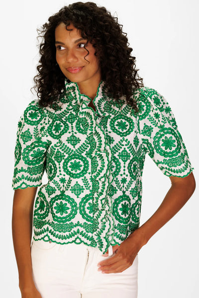 Merryn Top | Emerald Vine Embroidery