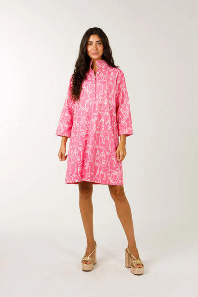Arden Dress | Resting Sketch Face | Pink/White