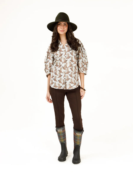 Laura Top in Holly Shae Luxe Oxford™️ Field & Quail Stripe©