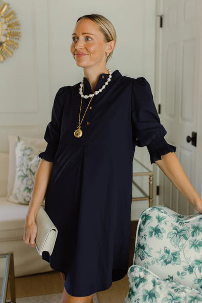 Percy Popover Dress in Navy