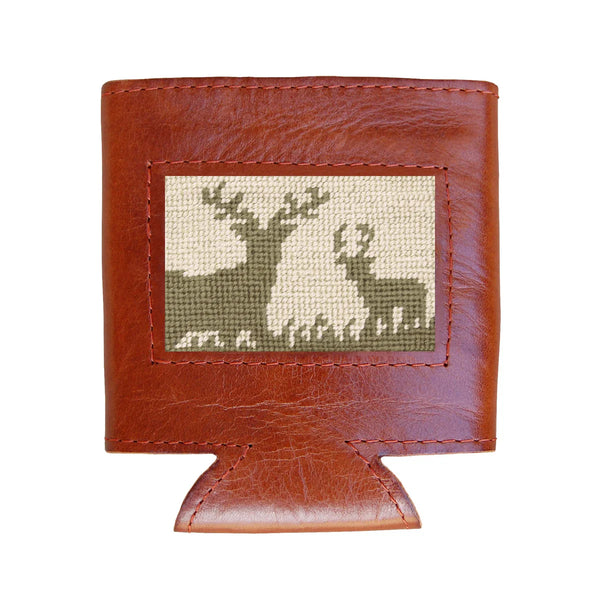 Deer Hunting Needlepoint Can Cooler | Light Khaki