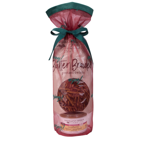 Holiday Grab and Go Gift Set - Raspberry Honey Mustard and Braided Pretzel Twists