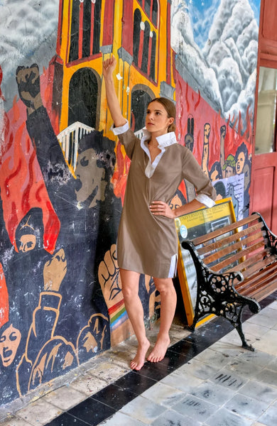 Shirt Tail Dress | Khaki