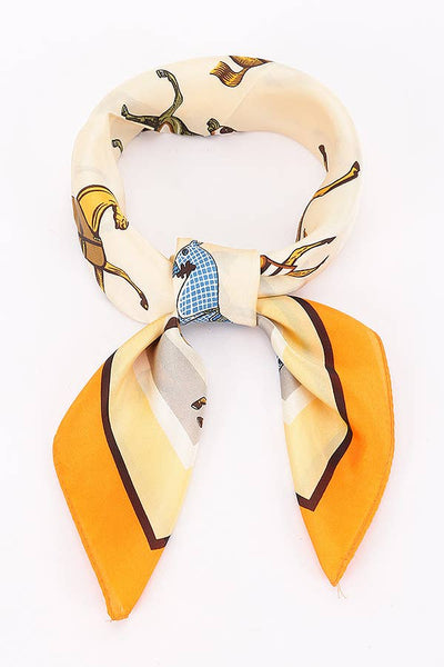 Horse Print Bandana Scarf | Orange