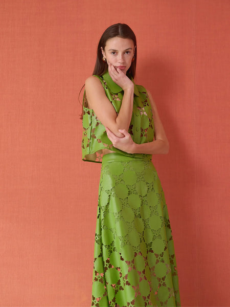 Elizabeth Skirt - Laser Cut Green