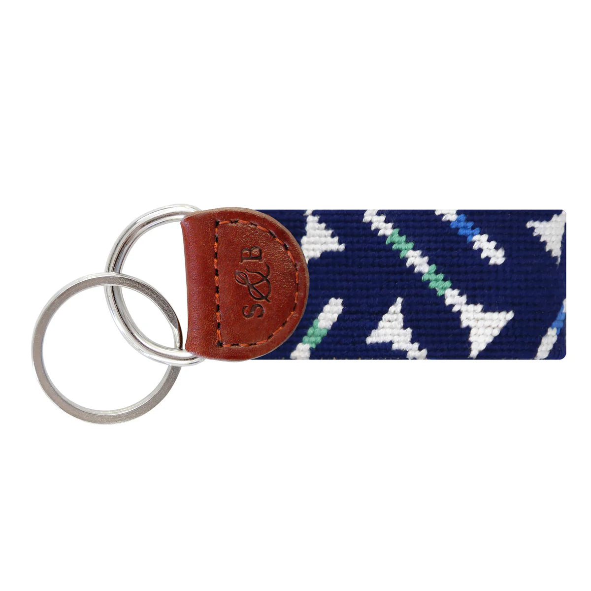 Golf Tee Pattern Needlepoint Key Fob | Dark Navy