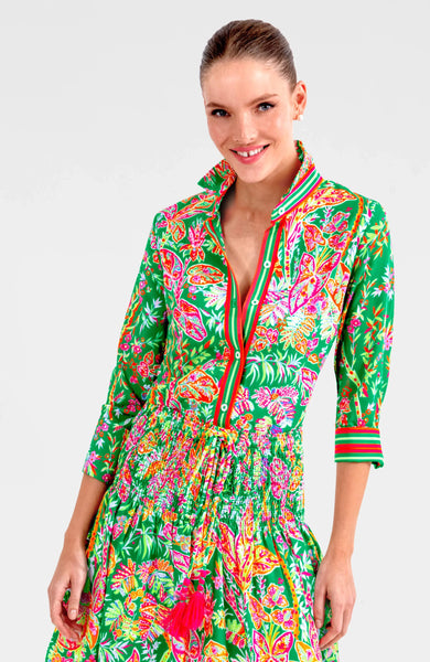 Boyfriend Shirt - Vintage Vines - Kelly